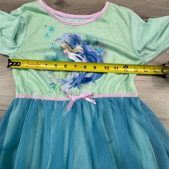Disney Elsa Frozen Princess Long Sleeve Dress Girls Size 7/8 Blue Sparkle Tulle - Picture 6 of 15